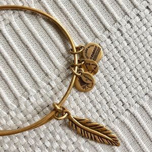 Alex & Ani Bangle Feather Charm Bracelet Gold